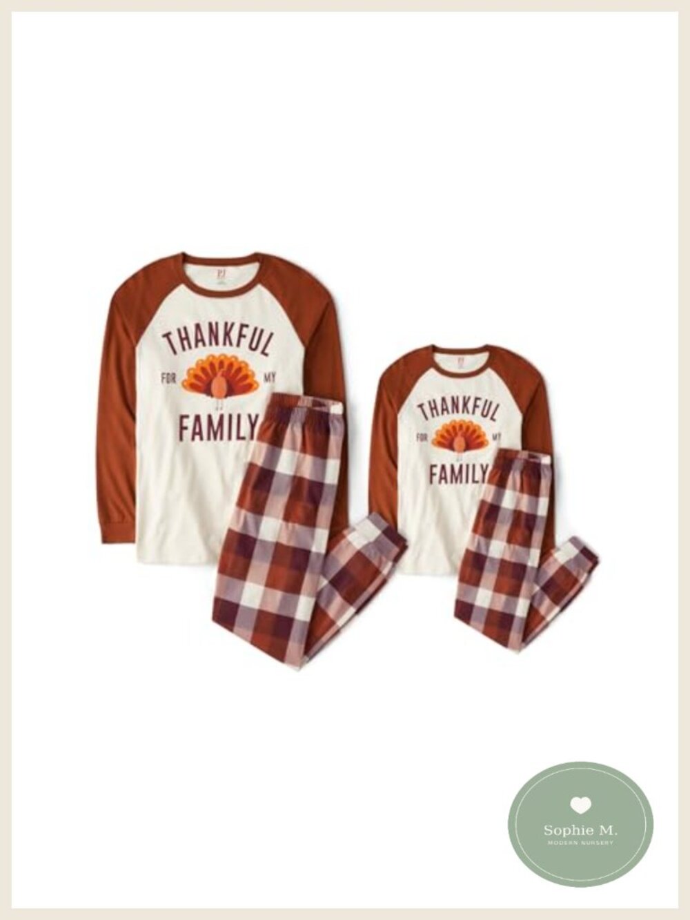 Kids Cotton Family Matching Thanksgiving Pajama Set Turkey Graphic